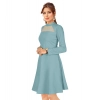 Dropship Women's Knitting stretchable Solid Round Neck Full Sleeve Dress (Pista)