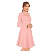 Dropship Women's Knitting stretchable Solid Round Neck Full Sleeve Dress (Peach)