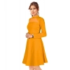 Dropship Women's Knitting stretchable Solid Round Neck Full Sleeve Dress (Yellow)