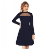 Dropship Women's Knitting stretchable Solid Round Neck Full Sleeve Dress (Blue)