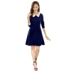Dropship Women's Polyester Solid Collar 3-4th Dress (Blue)