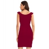 Dropship Women's Knitting stretchable Solid Round Neck Sleeveless Dress (Maroon)