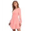 Dropship Women's Knitting stretchable Solid Round Neck Full Sleeve Dress (Peach)