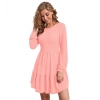 Dropship Women's Knitting stretchable Solid Round Neck Full Sleeve Dress (Peach)