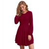 Dropship Women's Knitting stretchable Solid Round Neck Full Sleeve Dress (Maroon)