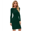 Dropship Women's Knitting stretchable Solid Round Neck Full Sleeve Dress (Green )