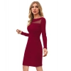 Dropship Women's Knitting stretchable Solid Round Neck Full Sleeve Dress (Maroon)