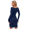 Dropship Women's Knitting stretchable Solid Round Neck Full Sleeve Dress (Blue )
