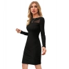Dropship Women's Knitting stretchable Solid Round Neck Full Sleeve Dress (Black)