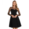 Dropship Women's Knitting stretchable Solid Round Neck Full Sleeve Dress (Black)