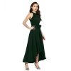 Dropship Women's Polyster Solid Halter Neck Sleeveless Dress (Green)