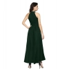 Dropship Women's Polyster Solid Halter Neck Sleeveless Dress (Green)