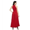 Dropship Women's Polyster Solid Halter Neck Sleeveless Dress (Red)