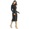 Dropship Women's Knitting stretchable Solid Round Neck Full Sleeve Dress (Black)