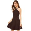 Dropship Women's Knitting stretchable Solid Halter Neck Sleeveless Dress (Coffee)