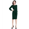 Dropship Women's Knitting stretchable Solid Round Neck Full Sleeve Dress (Green)