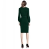 Dropship Women's Knitting stretchable Solid Round Neck Full Sleeve Dress (Green)