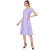 Dropship Women's Knitting stretchable Solid Round Neck Cap Sleeve Dress (Purple)