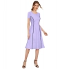 Dropship Women's Knitting stretchable Solid Round Neck Cap Sleeve Dress (Purple)