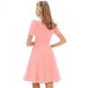 Dropship Women's Knitting stretchable Solid V Neck Cap Sleeve Dress (Peach)