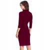 Dropship Women's Knitting stretchable Solid Round Neck 3-4th Dress (Maroon)