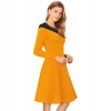 Dropship Women's Knitting stretchable Solid Round Neck Full Sleeve Dress (Yellow)