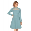 Dropship Women's Knitting stretchable Solid Round Neck Full Sleeve Dress (Pista)