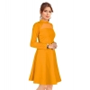 Dropship Women's Knitting stretchable Solid Round Neck Full Sleeve Dress (Yellow)