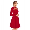 Dropship Women's Knitting stretchable Solid Round Neck Full Sleeve Dress (Red)
