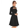 Dropship Women's Knitting stretchable Solid Round Neck Full Sleeve Dress (Black)