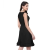 Dropship Women's Polyester Solid Round Neck Sleeveless Dress (Black)