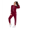 Dropship Women's Knitting stretchable Solid Hooded Neck Full Sleeve Track Suit (Maroon)