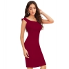 Dropship Women's Knitting stretchable Solid Round Neck Sleeveless Dress (Maroon)
