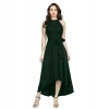 Dropship Women's Polyster Solid Halter Neck Sleeveless Dress (Green)