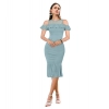 Dropship Women's Knitting stretchable Solid Round Neck Sleeveless Dress (Pista )