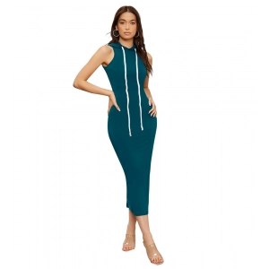 Generic Women's Knitting stretchable Solid Round Neck Sleeveless Dress (Morpich)