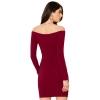 Dropship Women's Knitting stretchable Solid V Neck Full Sleeve Dress (Maroon)