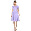 Dropship Women's Knitting stretchable Solid Round Neck Cap Sleeve Dress (Purple)
