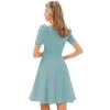 Dropship Women's Knitting stretchable Solid V Neck Cap Sleeve Dress (Pista)
