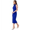 Dropship Women's Knitting stretchable Solid Round Neck Sleeveless Dress (Royal Blue)