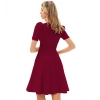 Dropship Women's Knitting stretchable Solid V Neck Cap Sleeve Dress (Maroon)