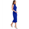 Dropship Women's Knitting stretchable Solid Round Neck Sleeveless Dress (Royal Blue)