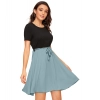 Dropship Women's Knitting stretchable Solid Round Neck Cap Sleeve Dress (Pista)