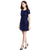 Dropship Women's Rasal Solid Round Neck Cap Sleeve Dress (Blue)