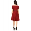 Dropship Women's Polyester Solid V Neck Cap Sleeve Dress (Maroon)