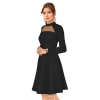 Dropship Women's Knitting stretchable Solid Round Neck Full Sleeve Dress (Black)