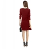 Dropship Women's Polyester Solid Collar 3-4th Dress (Maroon)