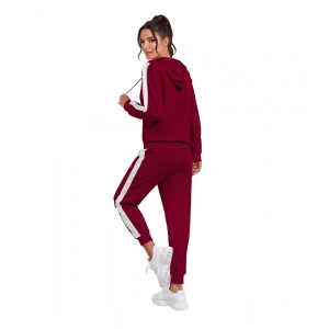 Generic Women's Knitting stretchable Solid Hooded Neck Full Sleeve Track Suit (Maroon)
