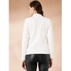 Women's Polyester Solid High Neck Full Sleeve T-Shirt (White)