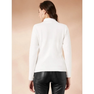 Generic Women's Polyester Solid High Neck Full Sleeve T-Shirt (White)